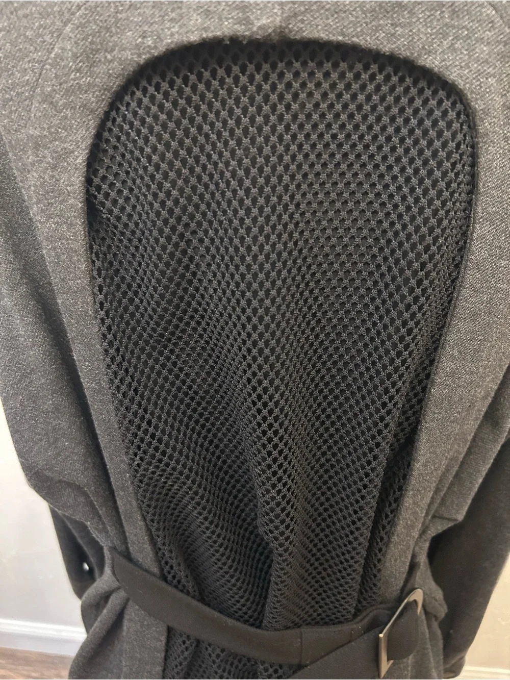 Cabi Gray Moto Jacket Large Mesh Back‎ Zip Detail Belted Sweater Jacket